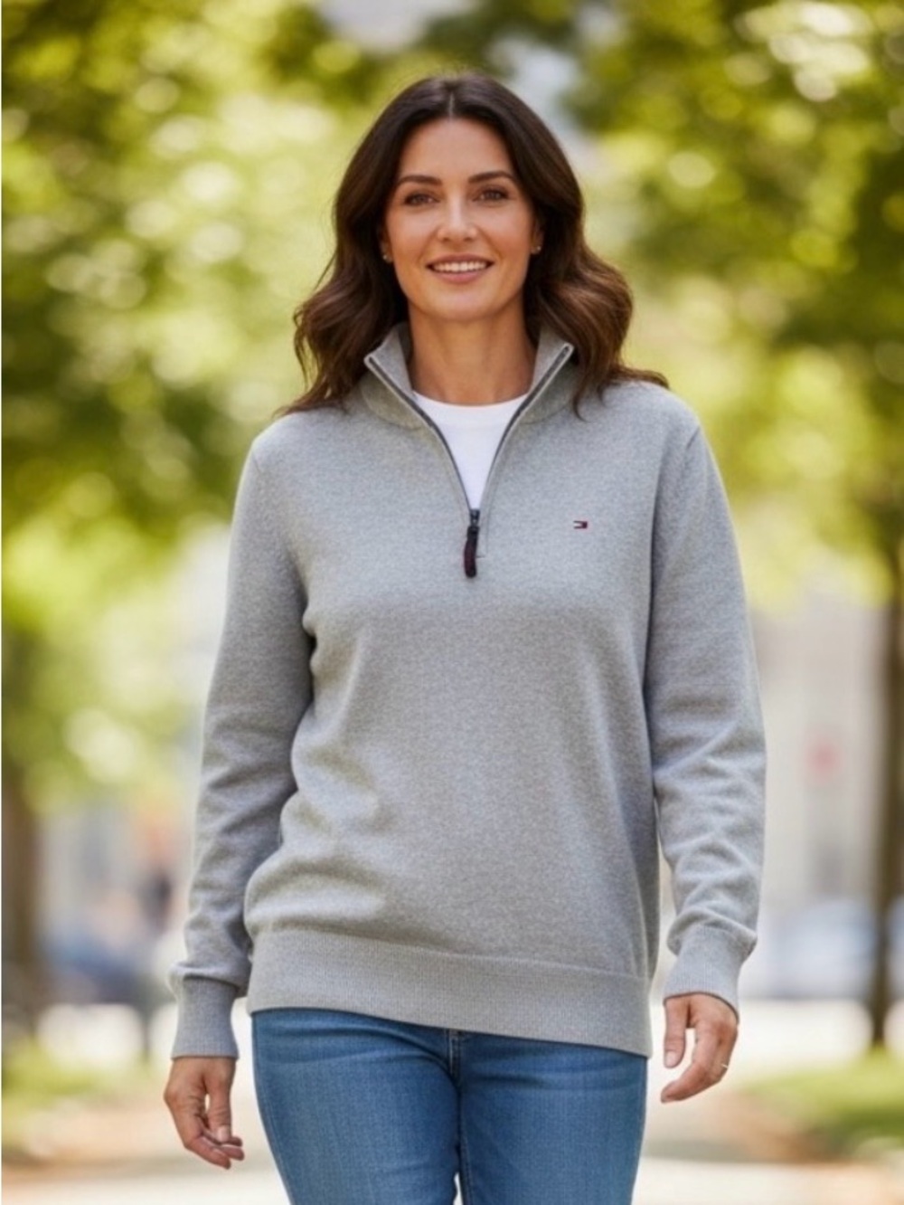 Tommy Hilfiger Light Gray Pullover  with 1/4 zip